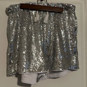 Women’s silver sequin shorts